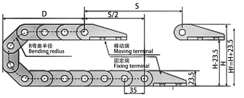 18系列微小型拖鏈主要技術參數(shù)圖