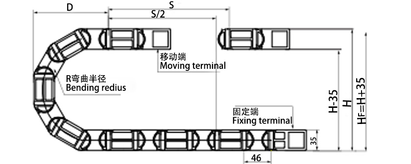 20系列強力型拖鏈主要技術參數(shù)  圖